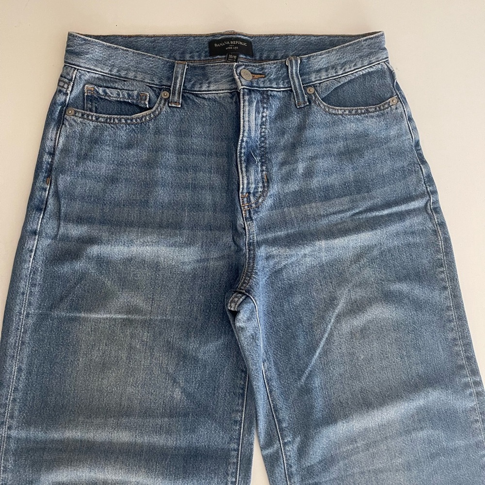 Banana Republic Factory Wide Leg Medium Wash Jen’s 30/10 - Picture 3 of 14